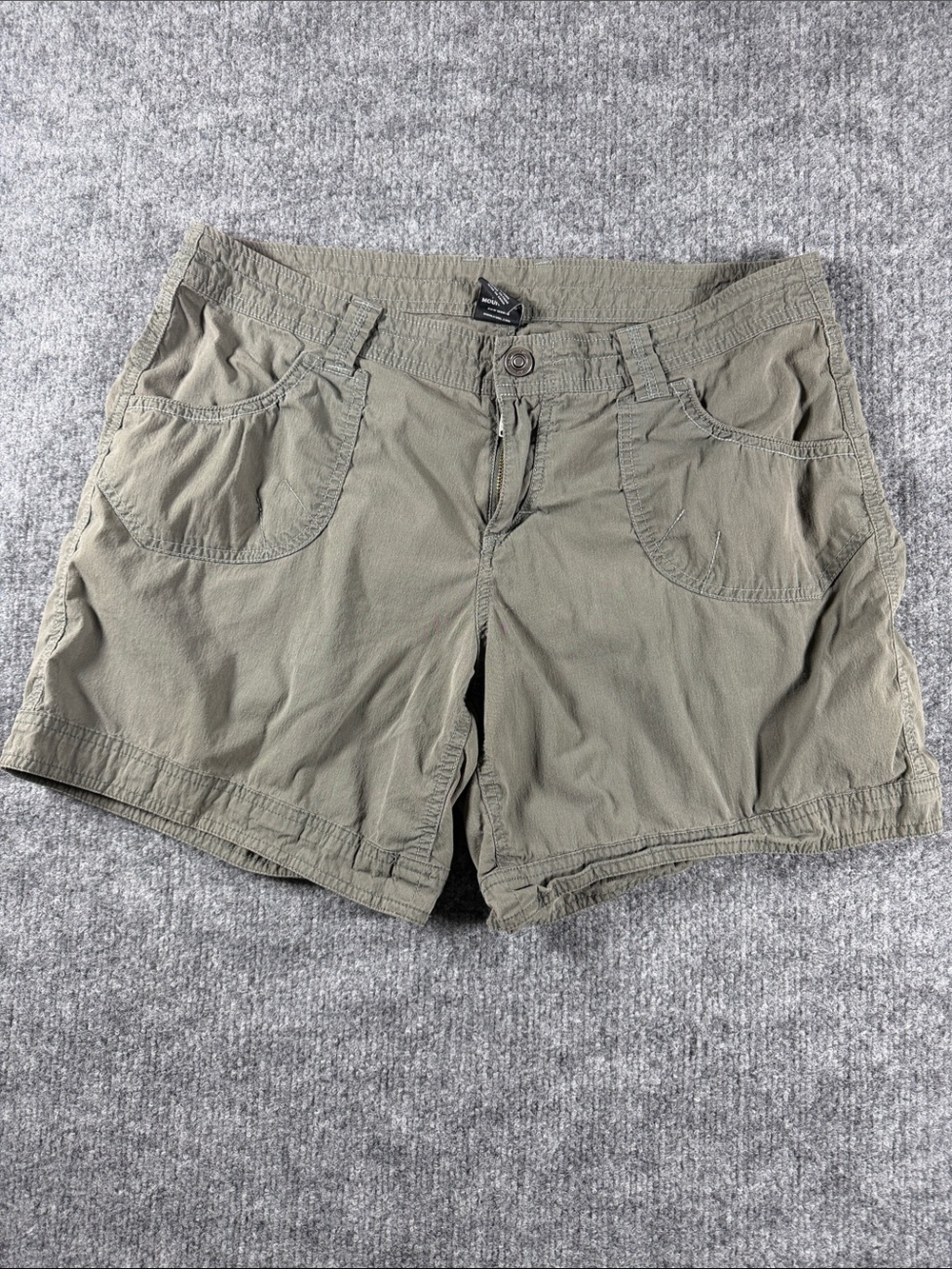 KUHL Kontra Shorts Womens Olive Green Gray Stretch Hiking Outdoor Travel